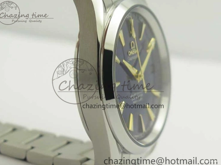 0418 Aqua Terra 150M SS VSF 1:1 Best Edition Blue Wave Textured Dial YG Hand on SS Bracelet A8500 Super Clone Sporty 8026